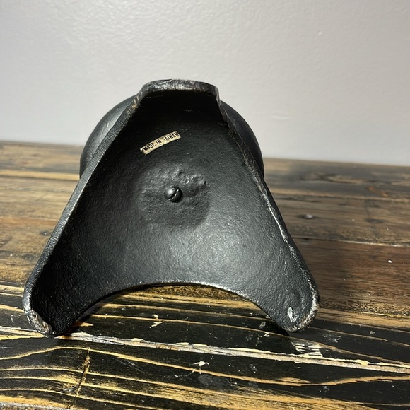 Heavy duty cast iron candle holder black.  Candle not included gold accents MCM - Picture 6 of 11